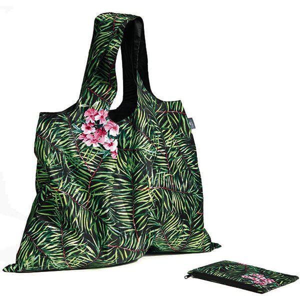Shopping bag XL green palm leaves